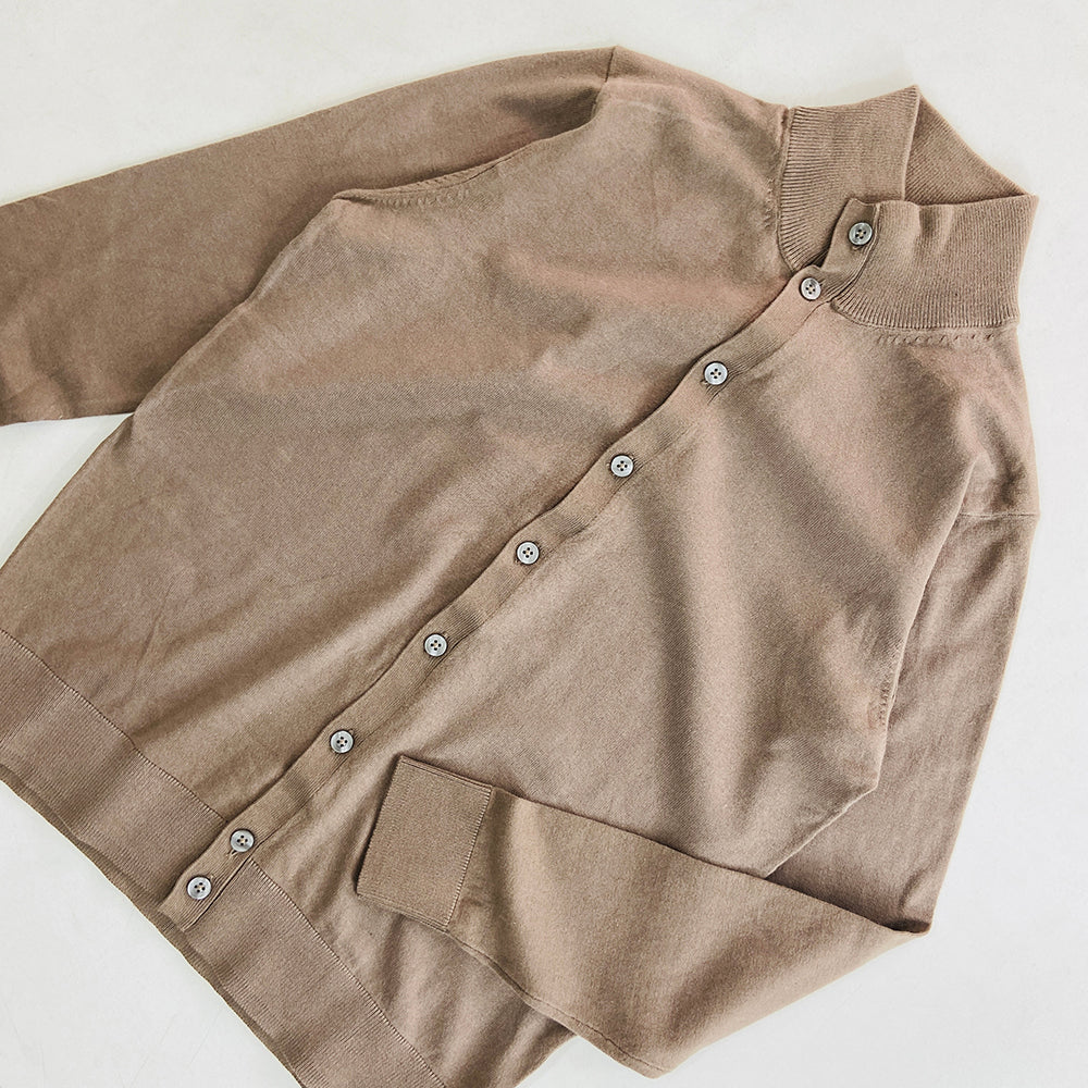 Mens Long Sleeve High Neck Cardigan Sweater - Image 9