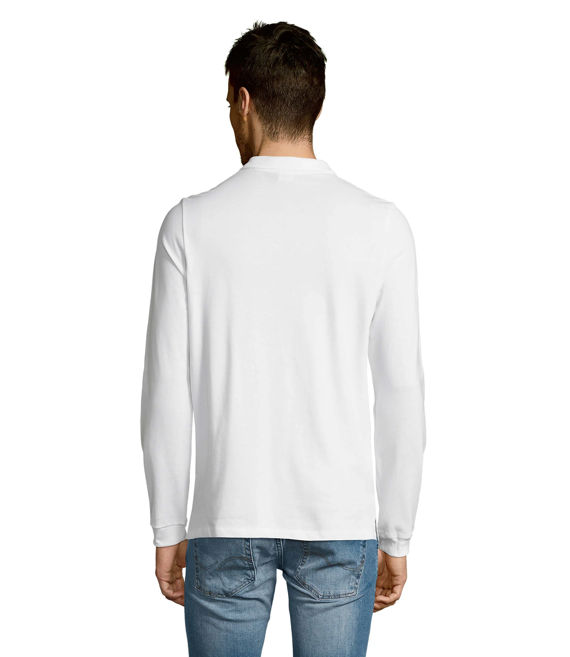 Mens Long Sleeve Pique Polo Cotton T-Shirt - Image 12