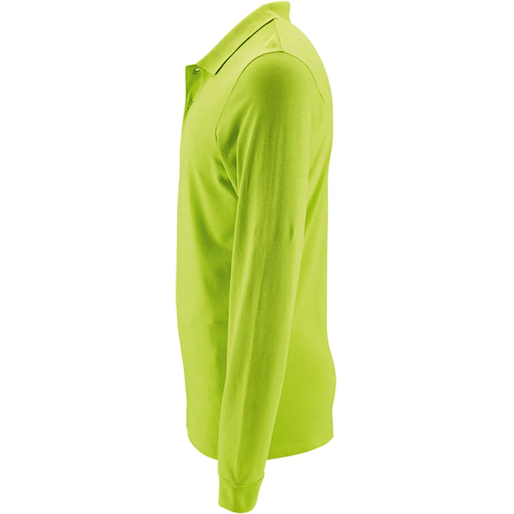 Mens Long Sleeve Pique Polo Cotton T-Shirt - Image 16