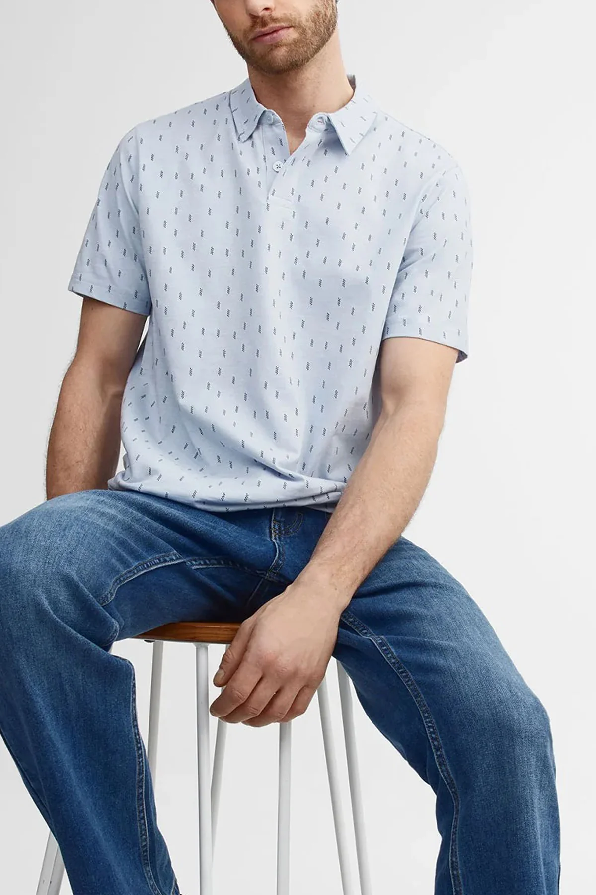 Mens Printed Short Sleeve Cotton Stylish & Casual Polo T-Shirt - Image 3