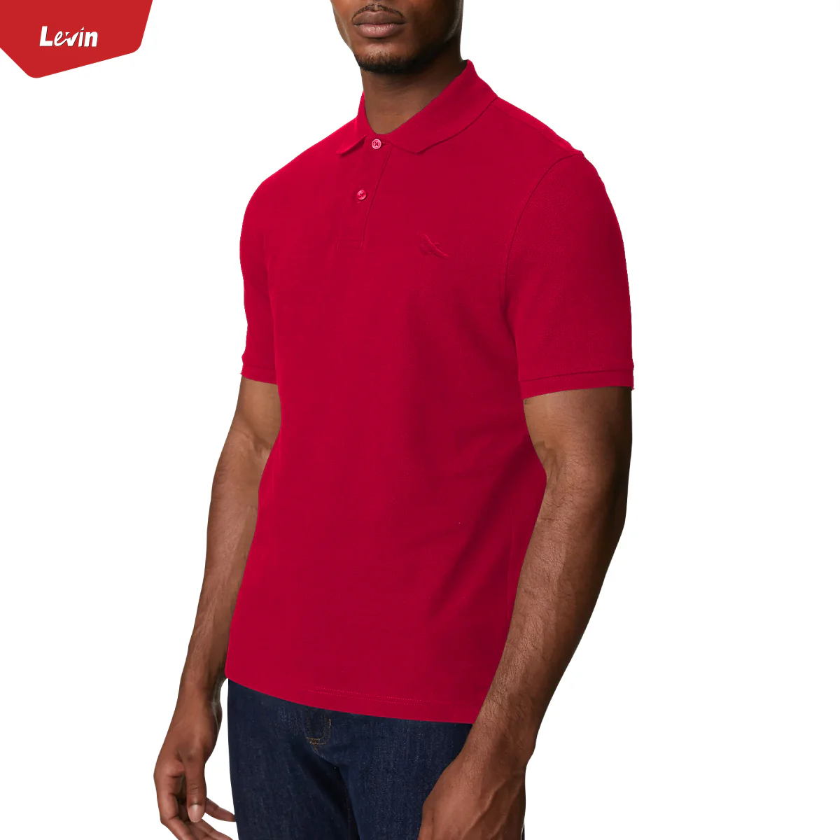 Mens Short Sleeve Regular & Relaxed Fit Pique Polo Cotton T-Shirt - Image 14