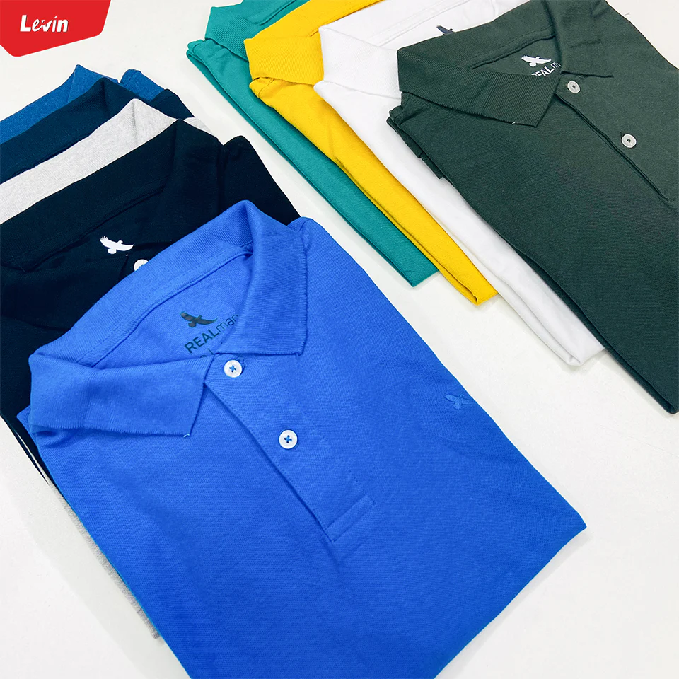 Mens Short Sleeve Regular & Relaxed Fit Pique Polo Cotton T-Shirt - Image 3
