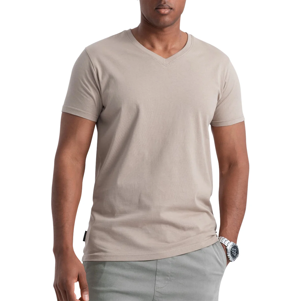 Men's Short Sleeve V-Neck Cotton T-Shirt - Image 10