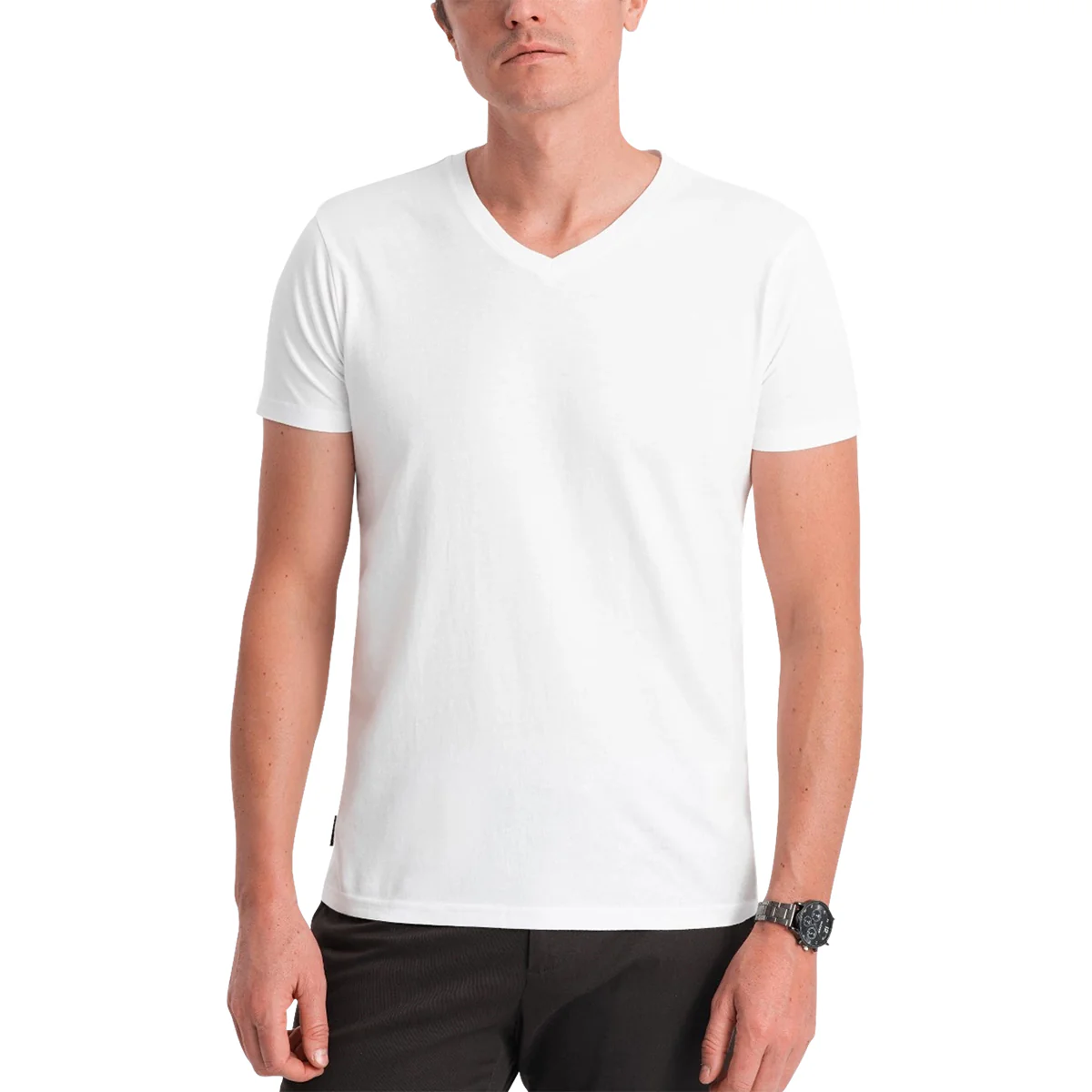 Men's Short Sleeve V-Neck Cotton T-Shirt - Image 11