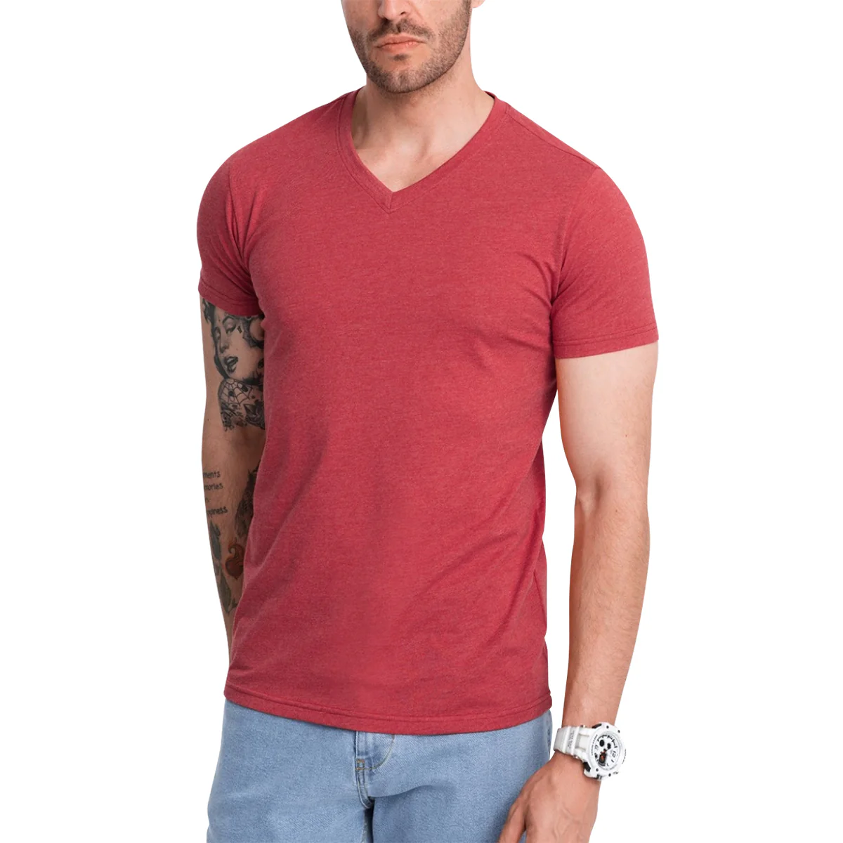 Men's Short Sleeve V-Neck Cotton T-Shirt - Image 12