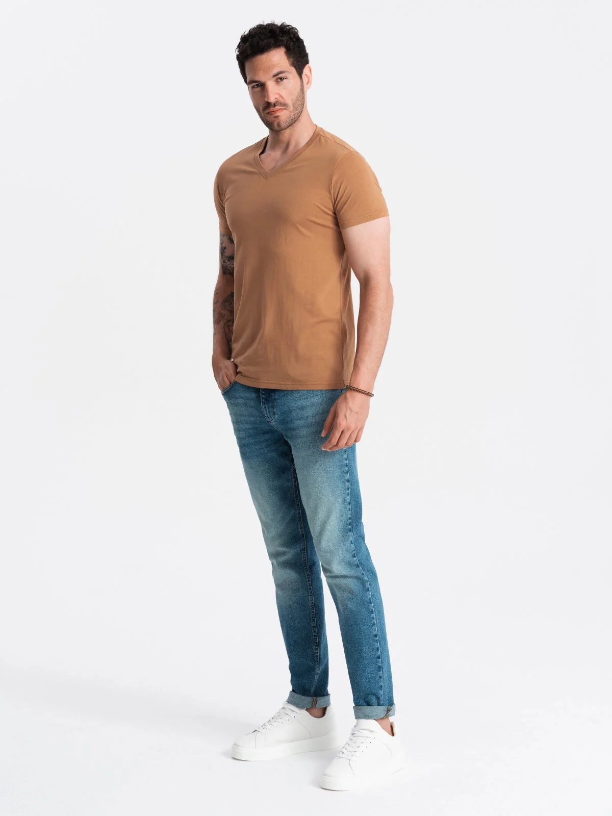 Men's Short Sleeve V-Neck Cotton T-Shirt - Image 23