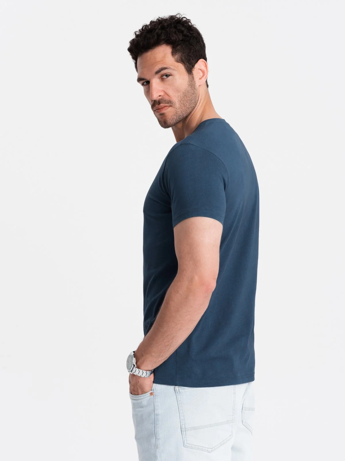 Men's Short Sleeve V-Neck Cotton T-Shirt - Image 26