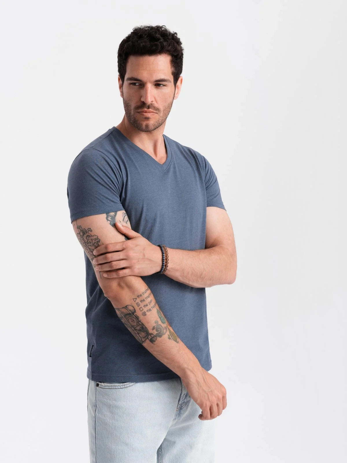 Men's Short Sleeve V-Neck Cotton T-Shirt - Image 28