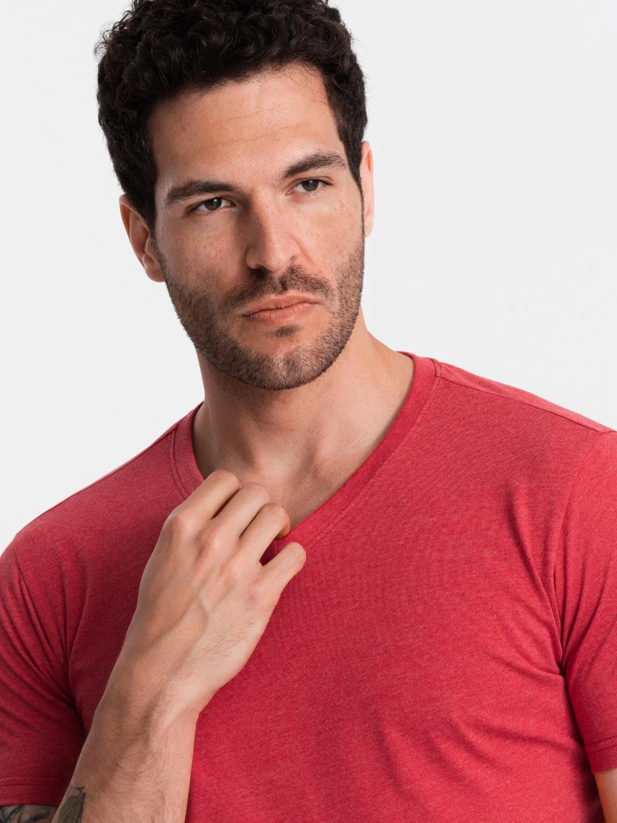 Men's Short Sleeve V-Neck Cotton T-Shirt - Image 37