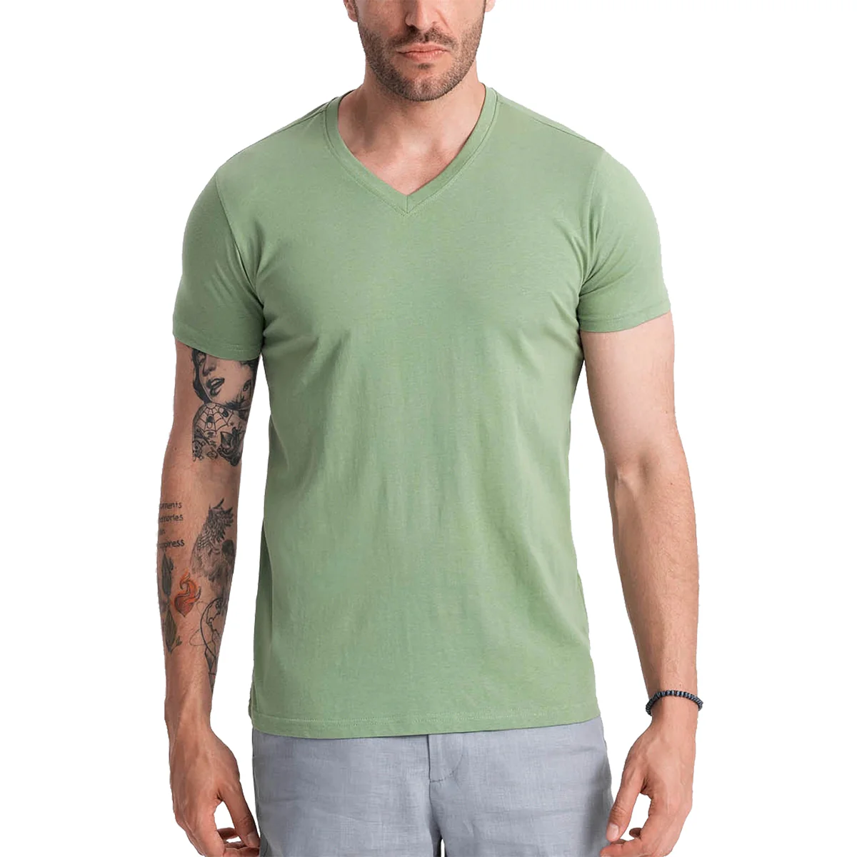Men's Short Sleeve V-Neck Cotton T-Shirt - Image 4