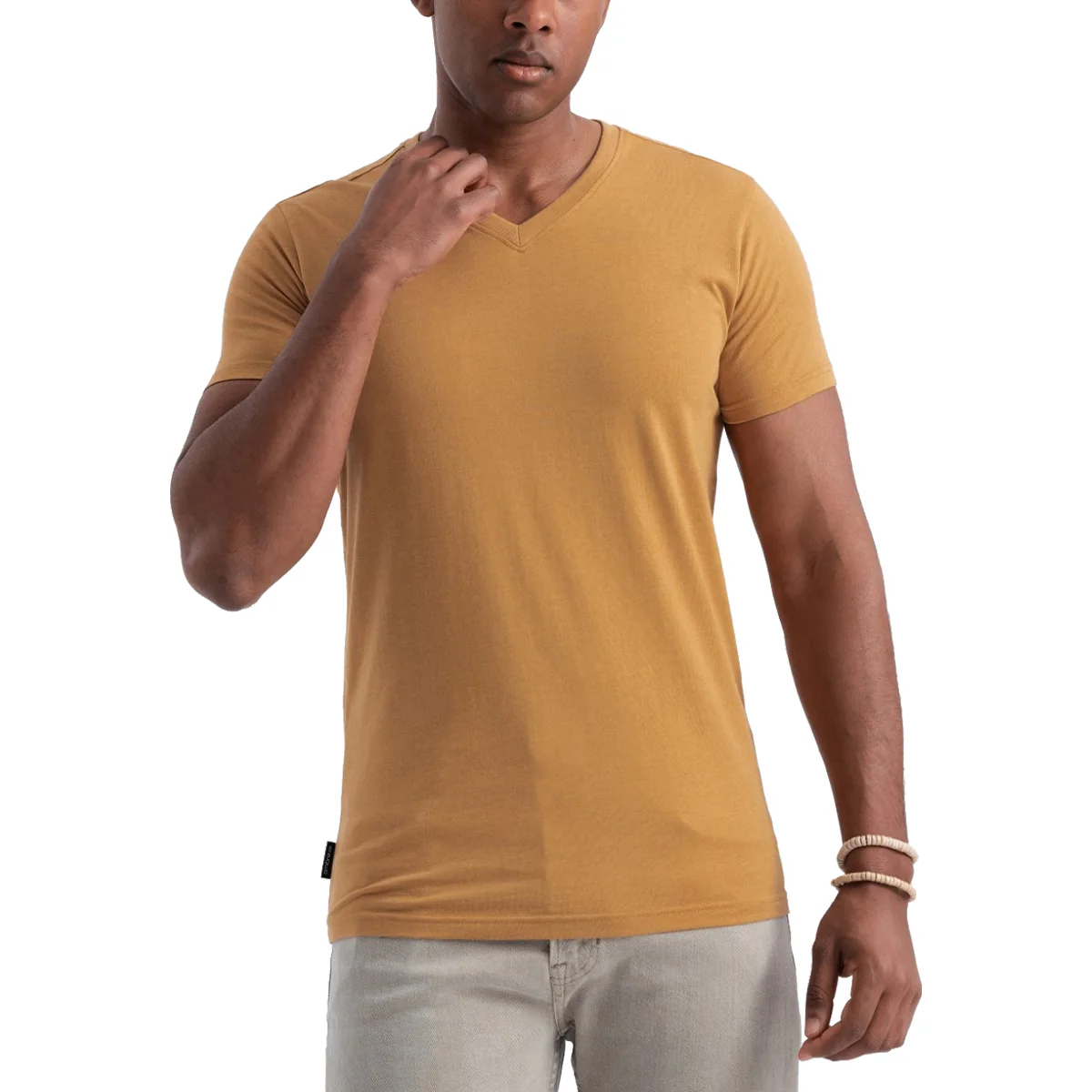 Men's Short Sleeve V-Neck Cotton T-Shirt - Image 6