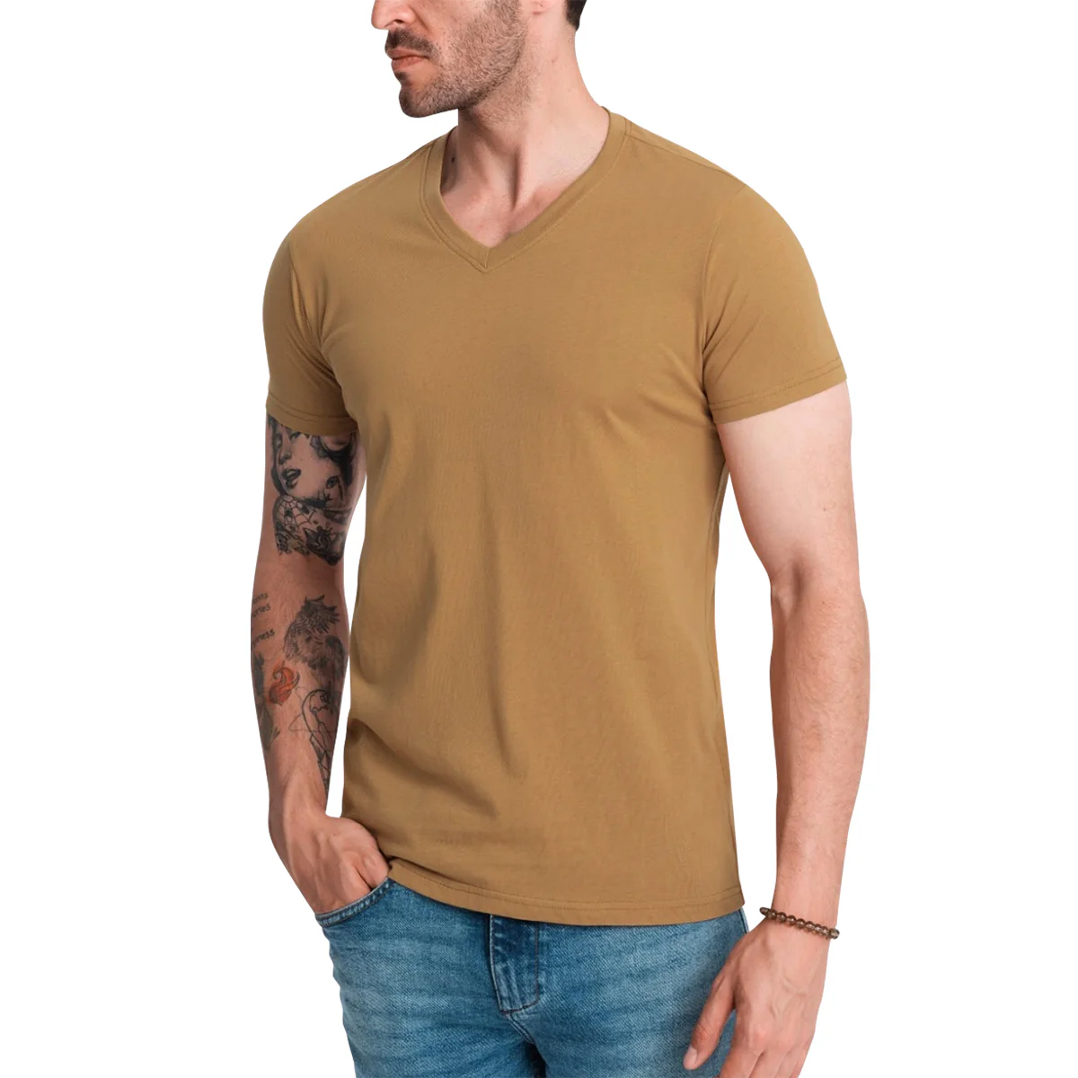 Men's Short Sleeve V-Neck Cotton T-Shirt - Image 8