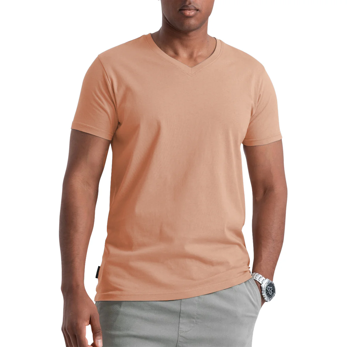 Men's Short Sleeve V-Neck Cotton T-Shirt - Image 9