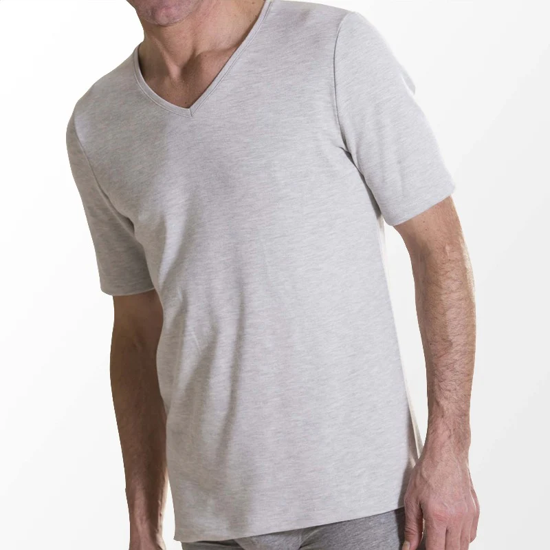 Mens V-neck Rib Structure Thermal Cotton Vest T-shirt - Image 9