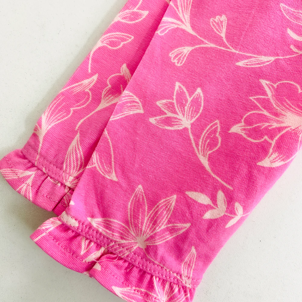 Pack of 2 Toddler Baby Girls 3/4 Cotton Ruffle Leggings - Image 5