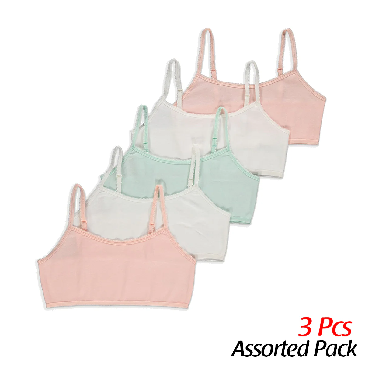 Pack of 3 Assorted Multicolor Girls Cotton Bra - Image 13