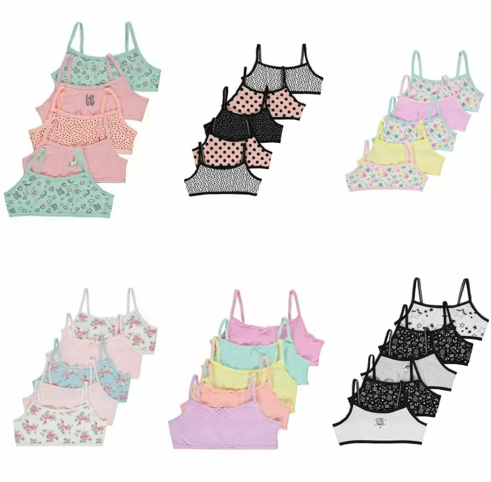 Pack of 3 Assorted Multicolor Girls Cotton Bra - Image 3