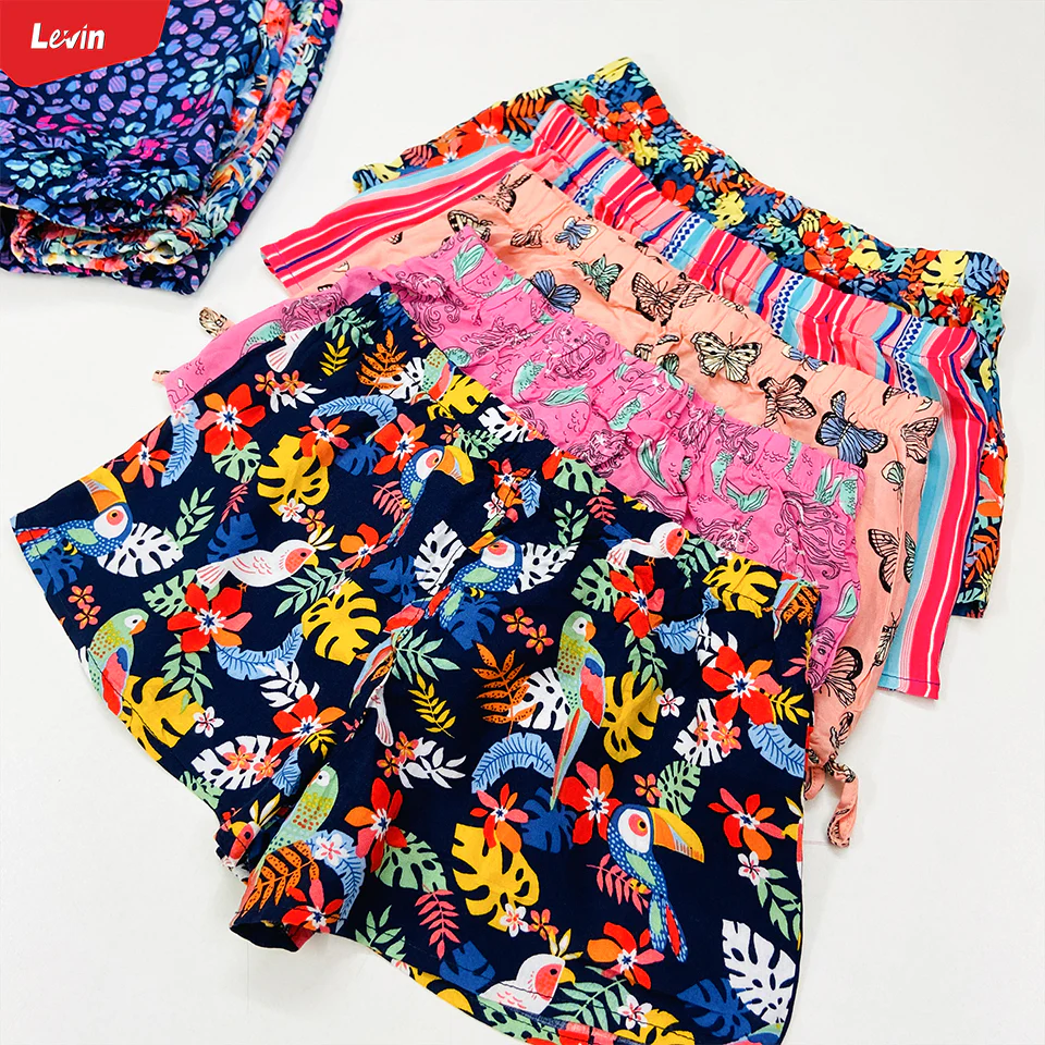 Teen Girl Floral Printed  Elastic Waist Beach Short - Image 3