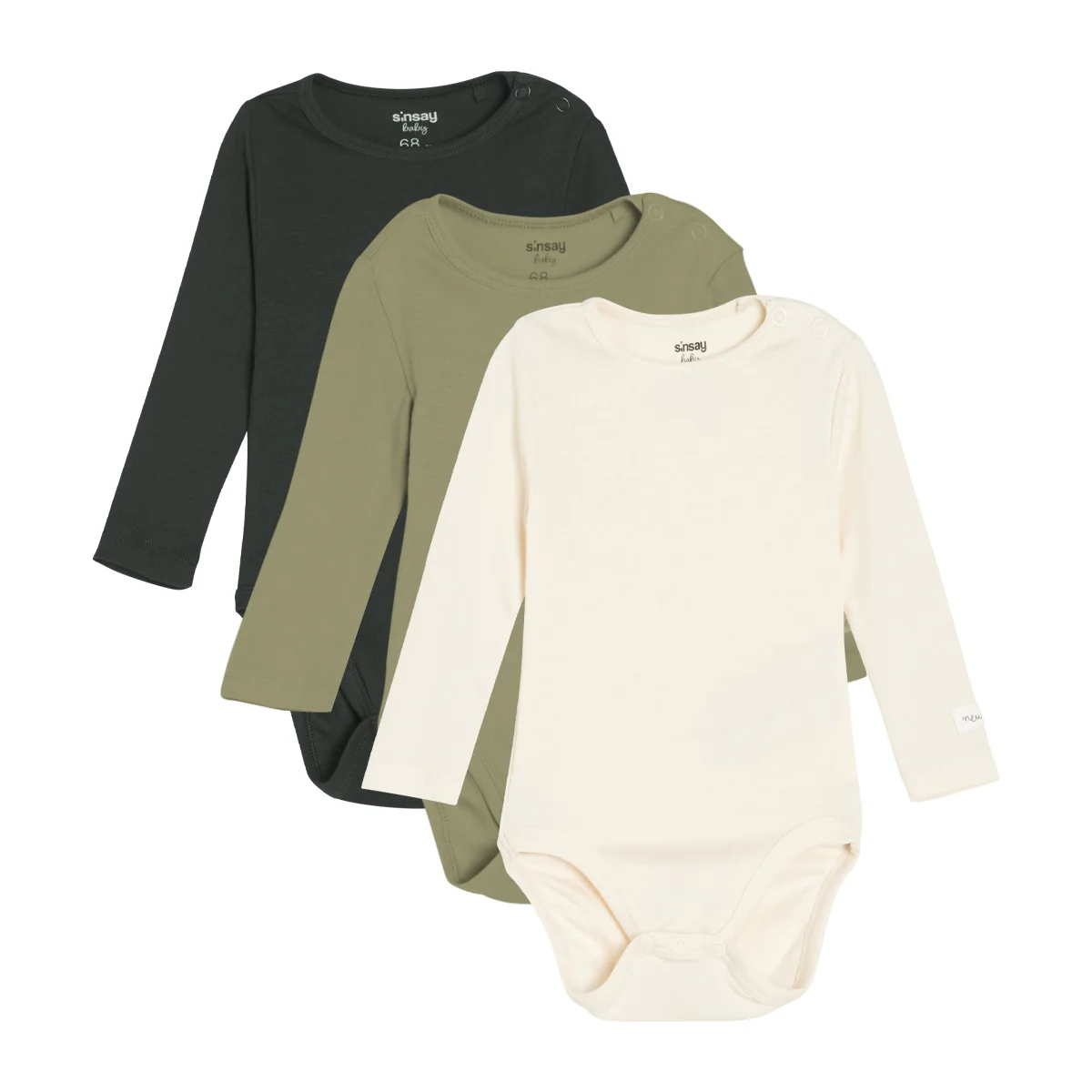 Pack of 3 Baby Long Sleeve Cotton Bodysuit Romper