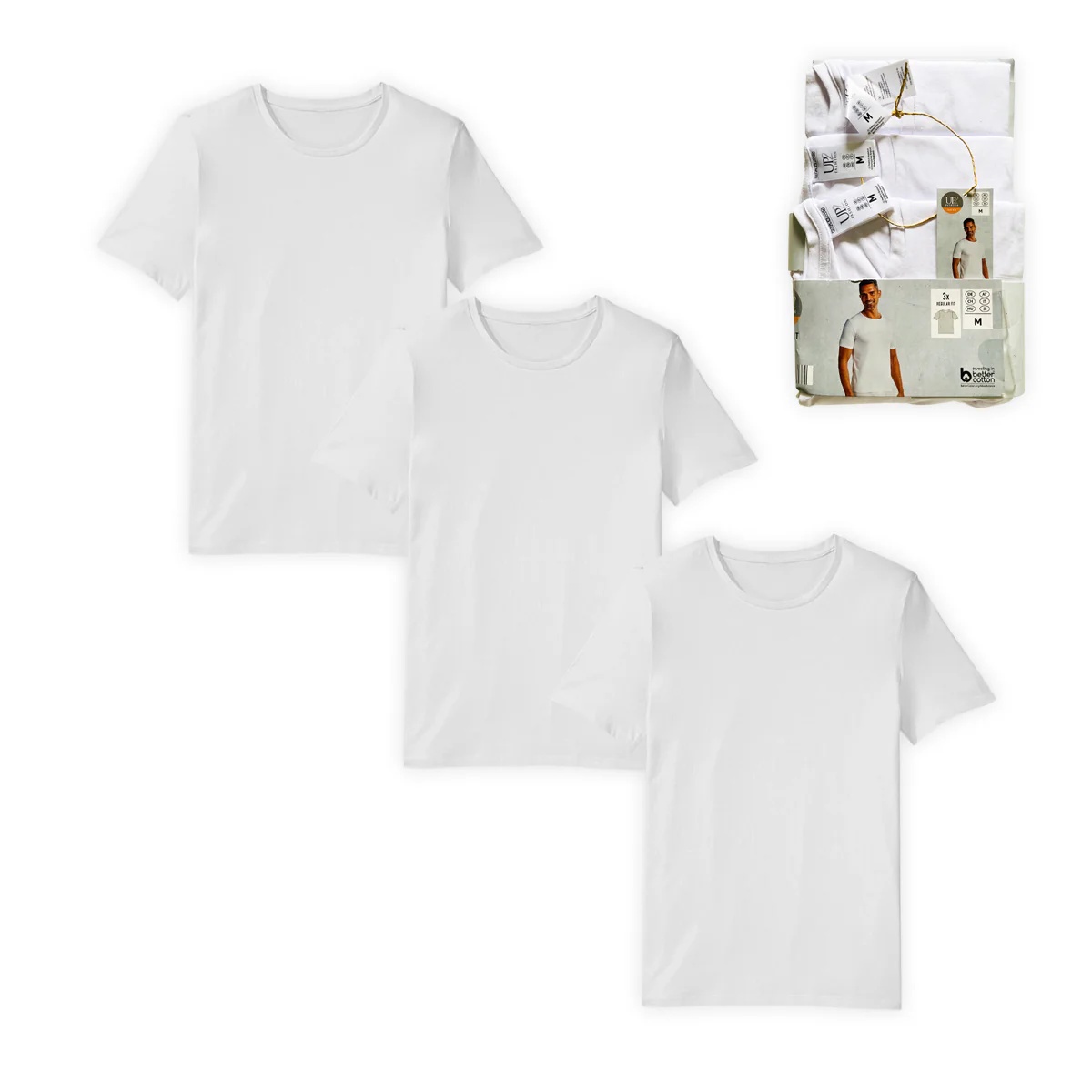 Pack of 3 Mens Basic Round Neck Cotton Undershirt - Image 2