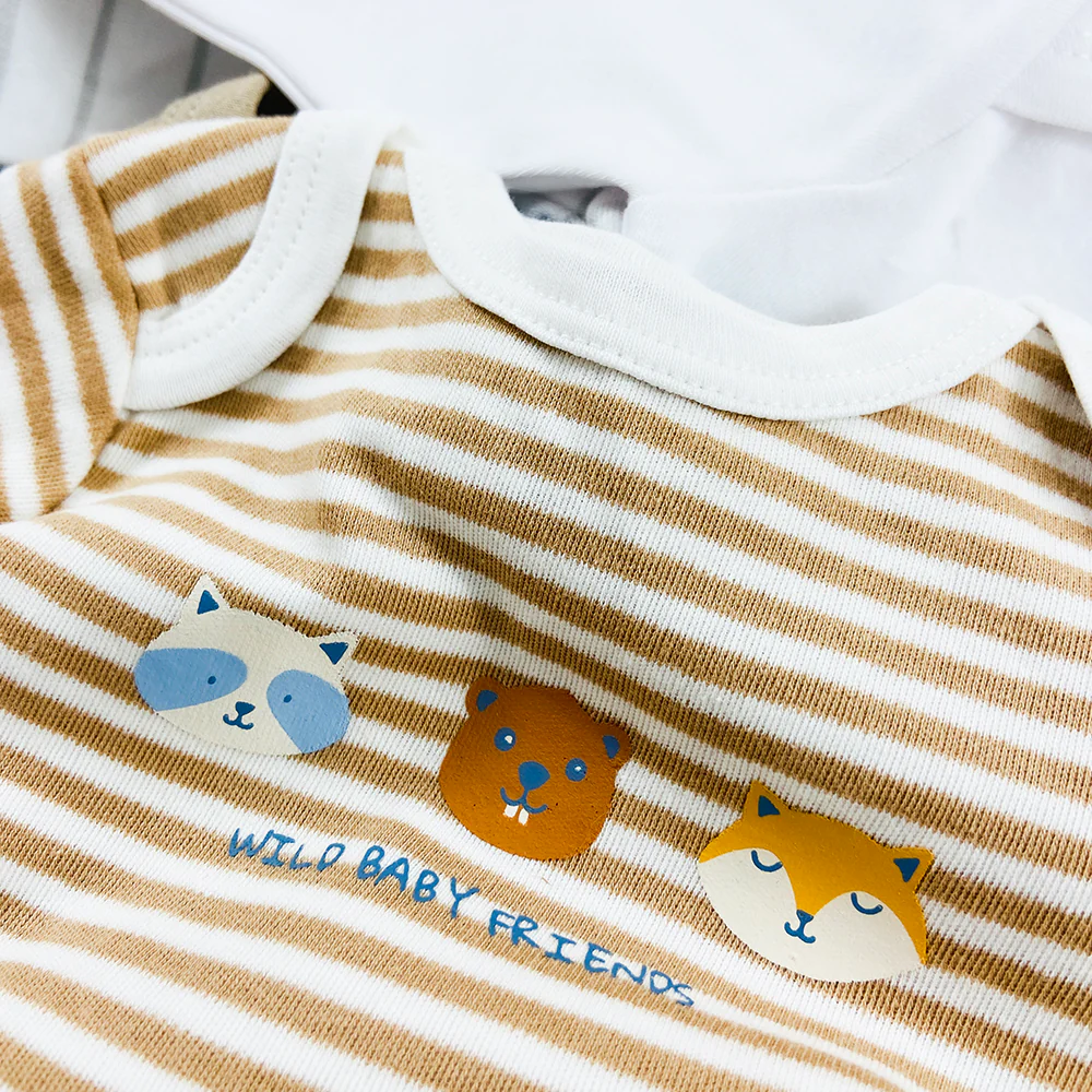 Pack of 5 Multicolor Full Sleeve Organic Cotton Baby Romper Combo - Image 11
