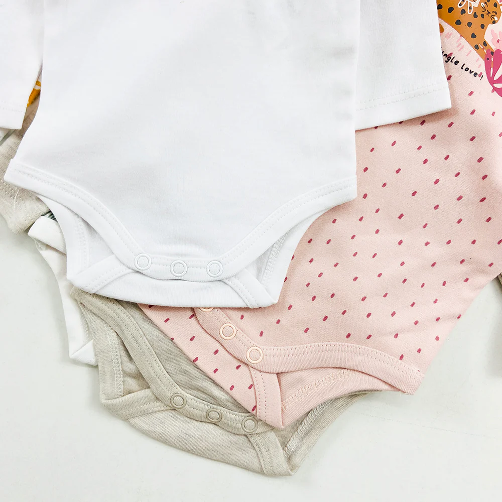 Pack of 3 Multicolor Full Sleeve Organic Cotton Baby Romper Combo - Image 2