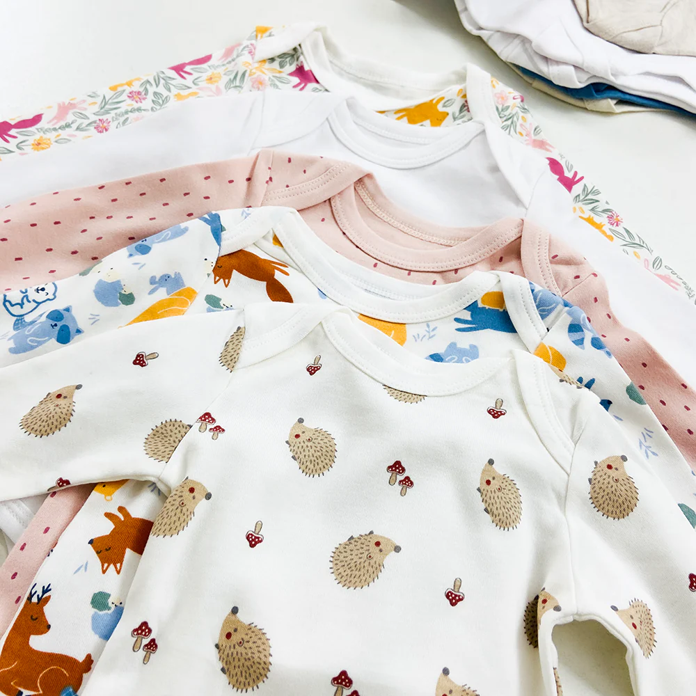 Pack of 3 Multicolor Full Sleeve Organic Cotton Baby Romper Combo - Image 7