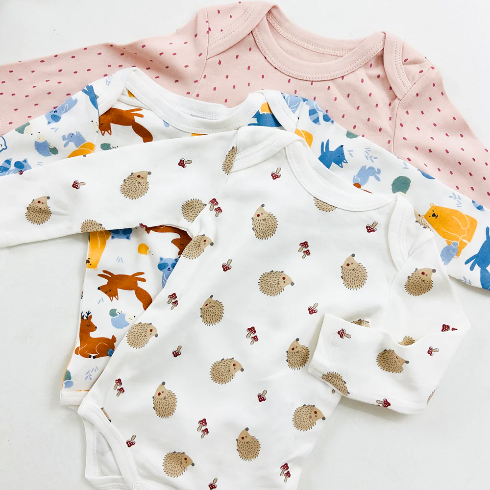 Pack of 3 Multicolor Full Sleeve Organic Cotton Baby Romper Combo - Image 8