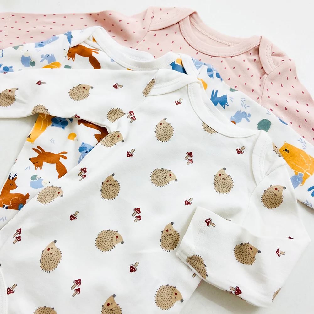 Pack of 3 Multicolor Full Sleeve Organic Cotton Baby Romper Combo - Image 9