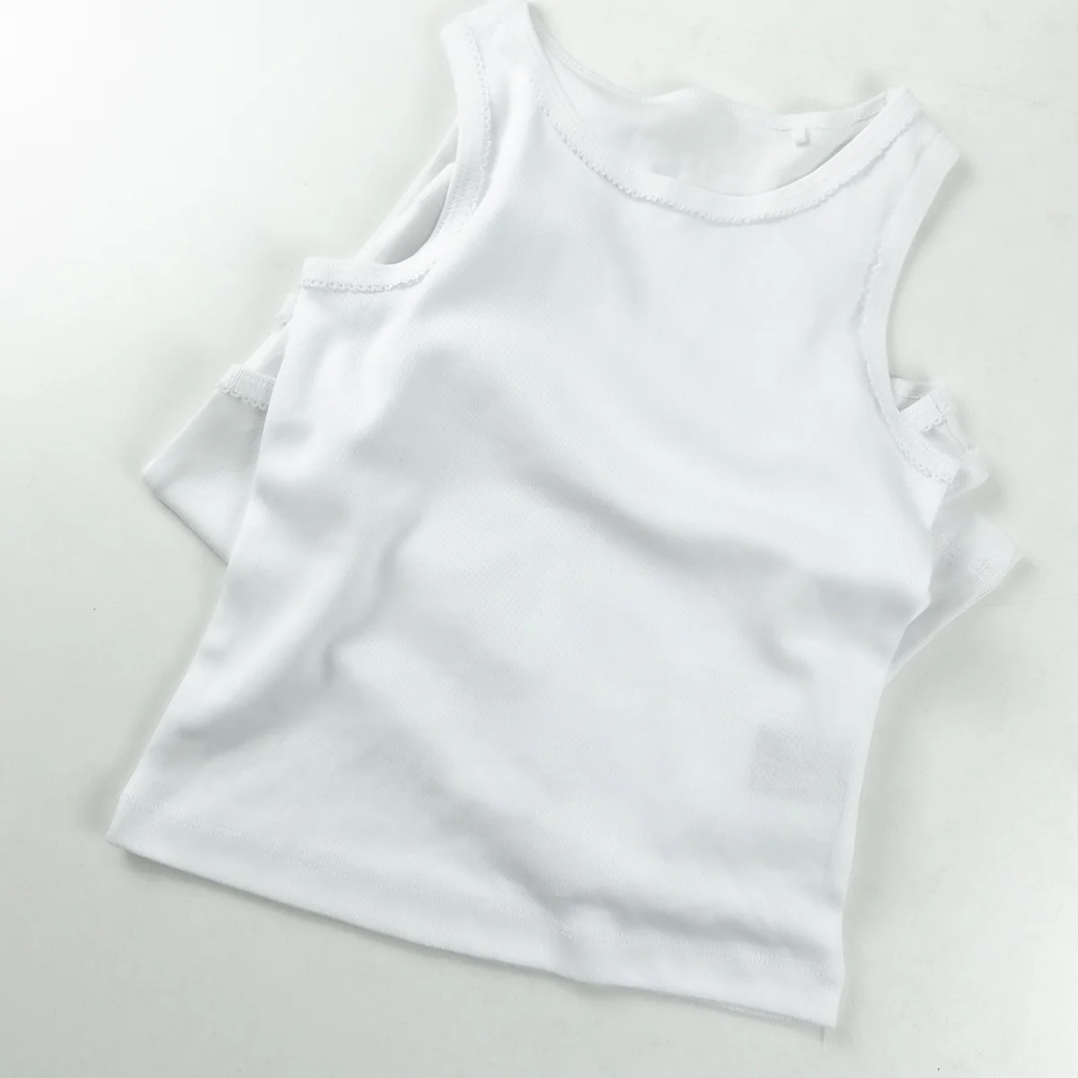 Pack of 3 Toddlers and Teen Girls Soft Cotton White Tank Top - Image 3
