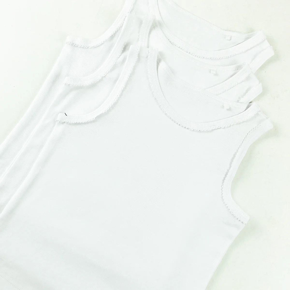 Pack of 3 Toddlers and Teen Girls Soft Cotton White Tank Top - Image 6