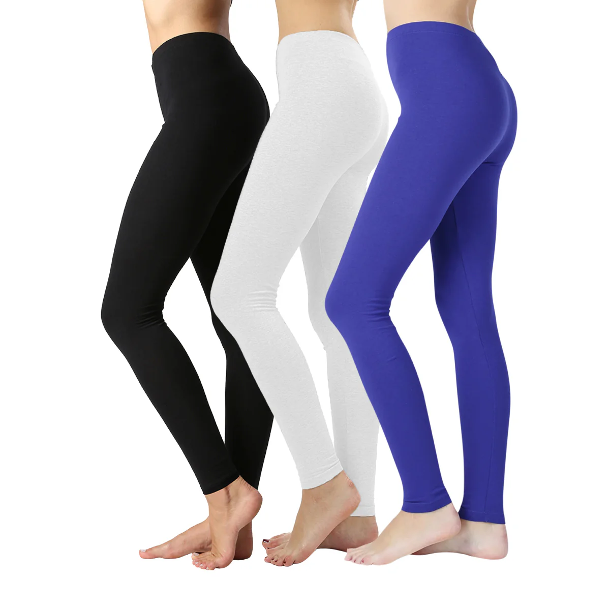 Pack of 3 Women Basic Solid Color Cotton Full Length Leggings - Image 19