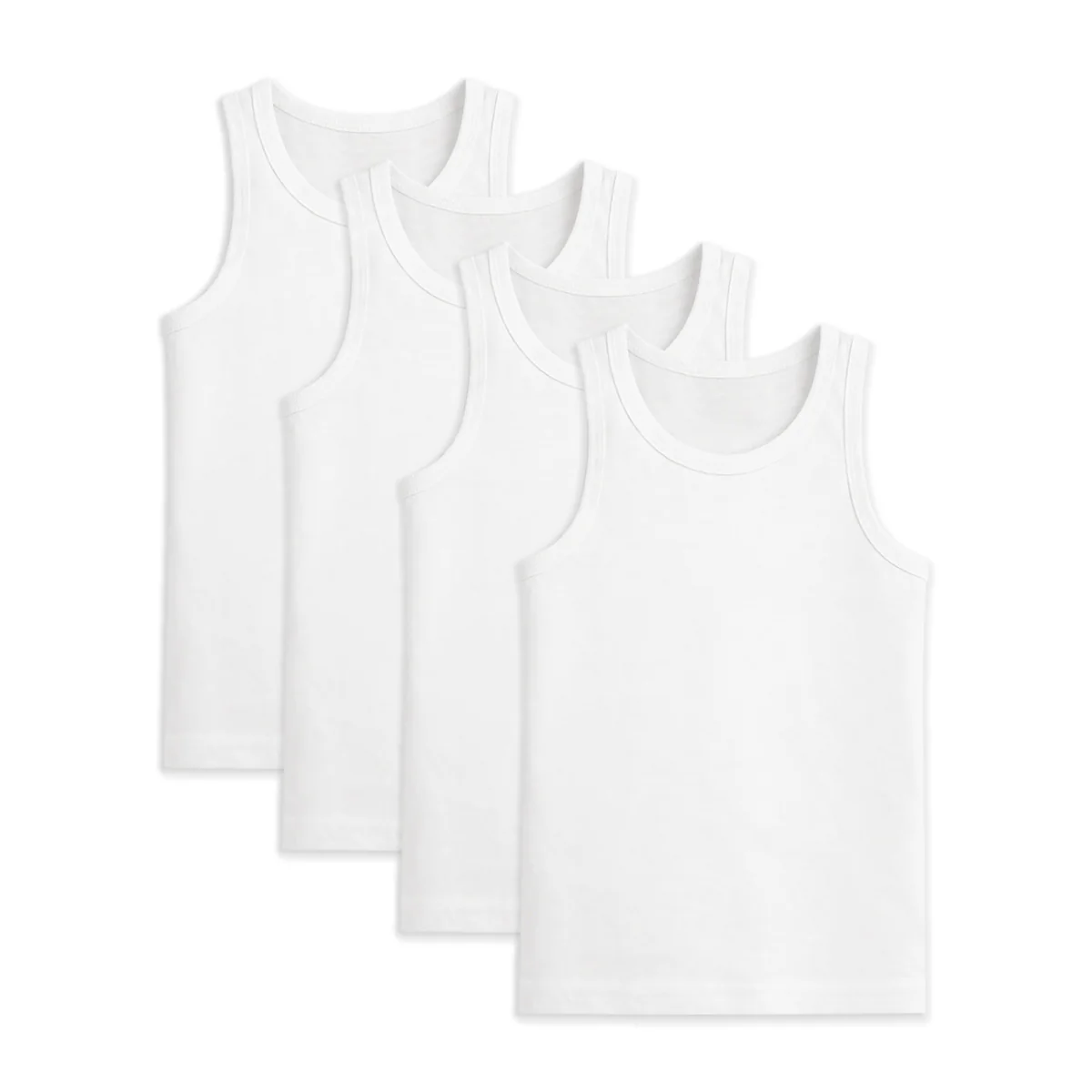 Pack of 4 Boys Soft Cotton & Breathable Undershirt Tank Tops