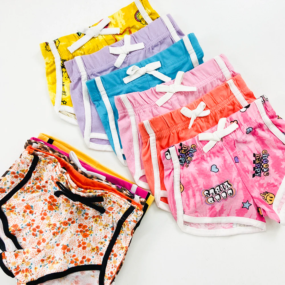 Pack of 4 Girls Multicolor Cotton Summer Shorts - Image 18