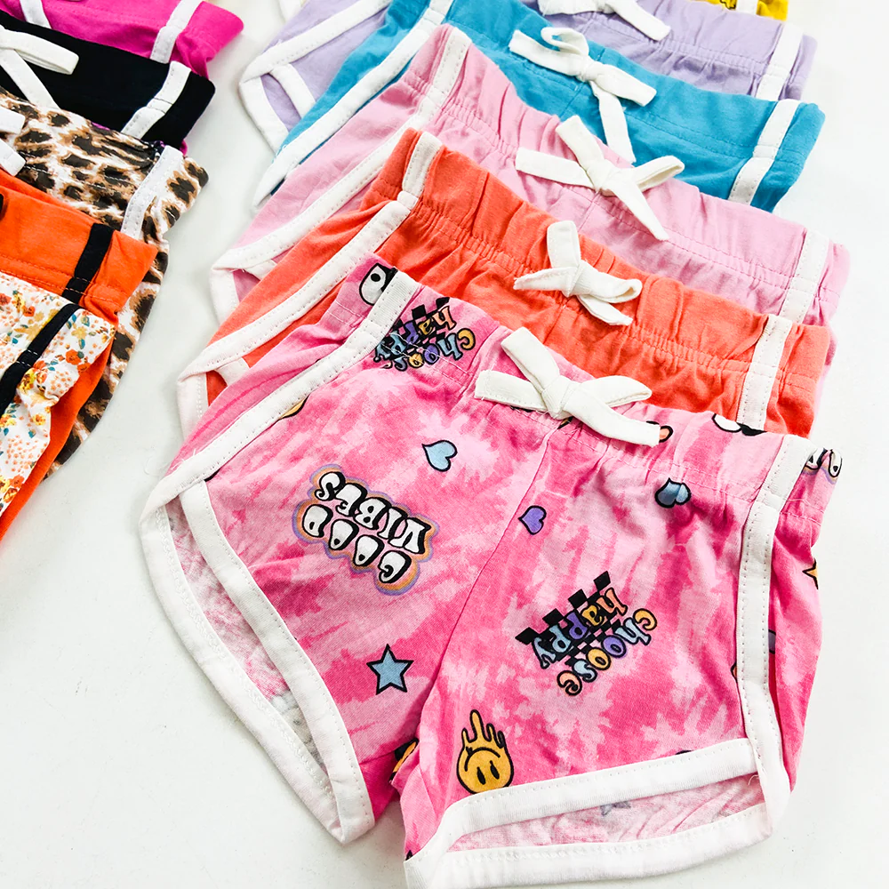 Pack of 4 Girls Multicolor Cotton Summer Shorts - Image 21
