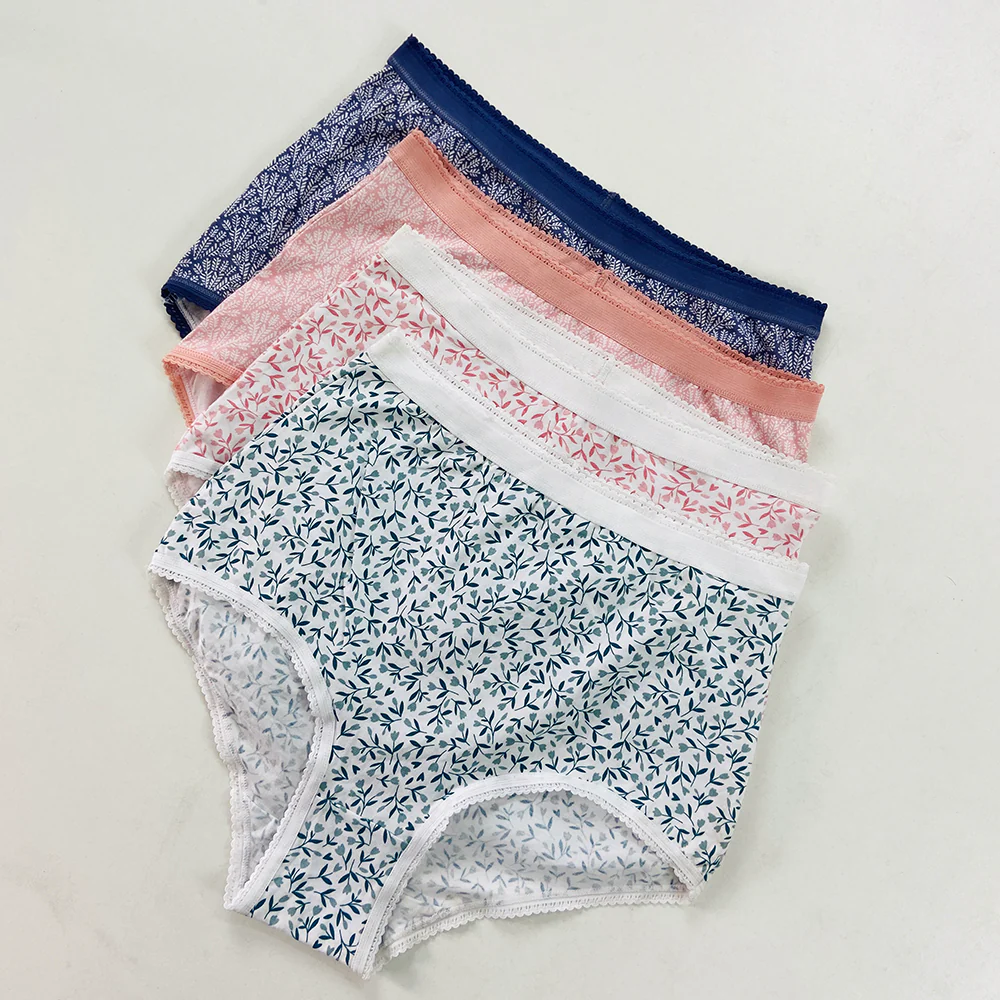 Pack of 4 Ladies High Waisted Full Back Cover Printed Brief Panty - Image 6