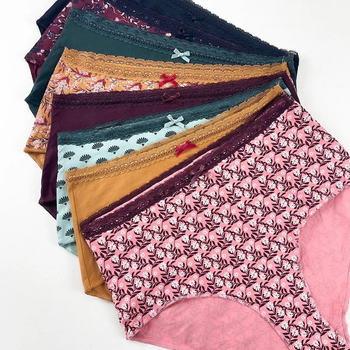 Pack of 4 Womens Cotton Hipster Soft Printed & Solid Lace Panty - Image 2
