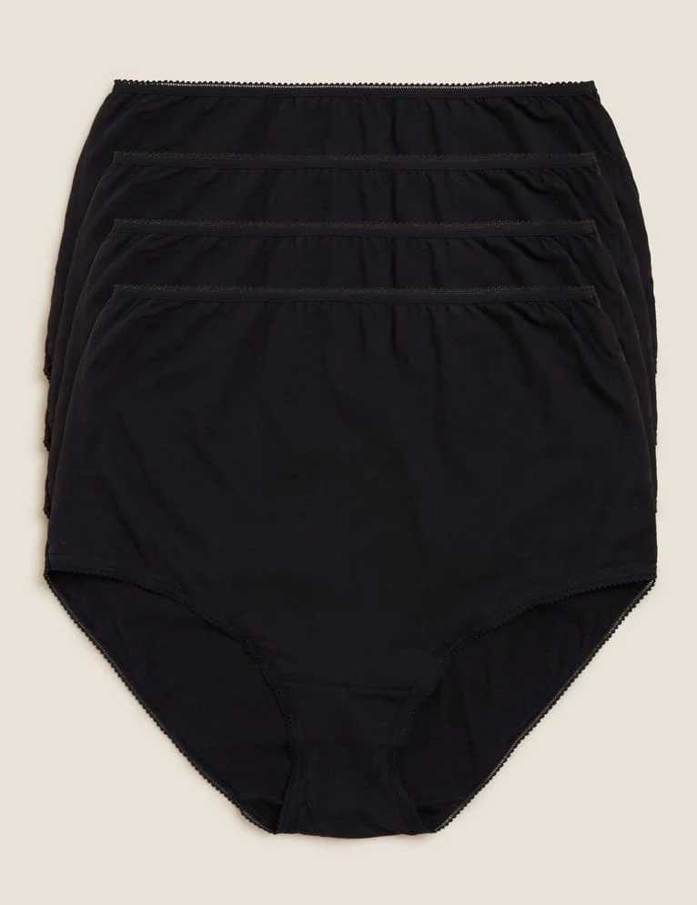 Pack of 4 Womens High Waisted Full Back Cover Black Cotton Panties - Image 3