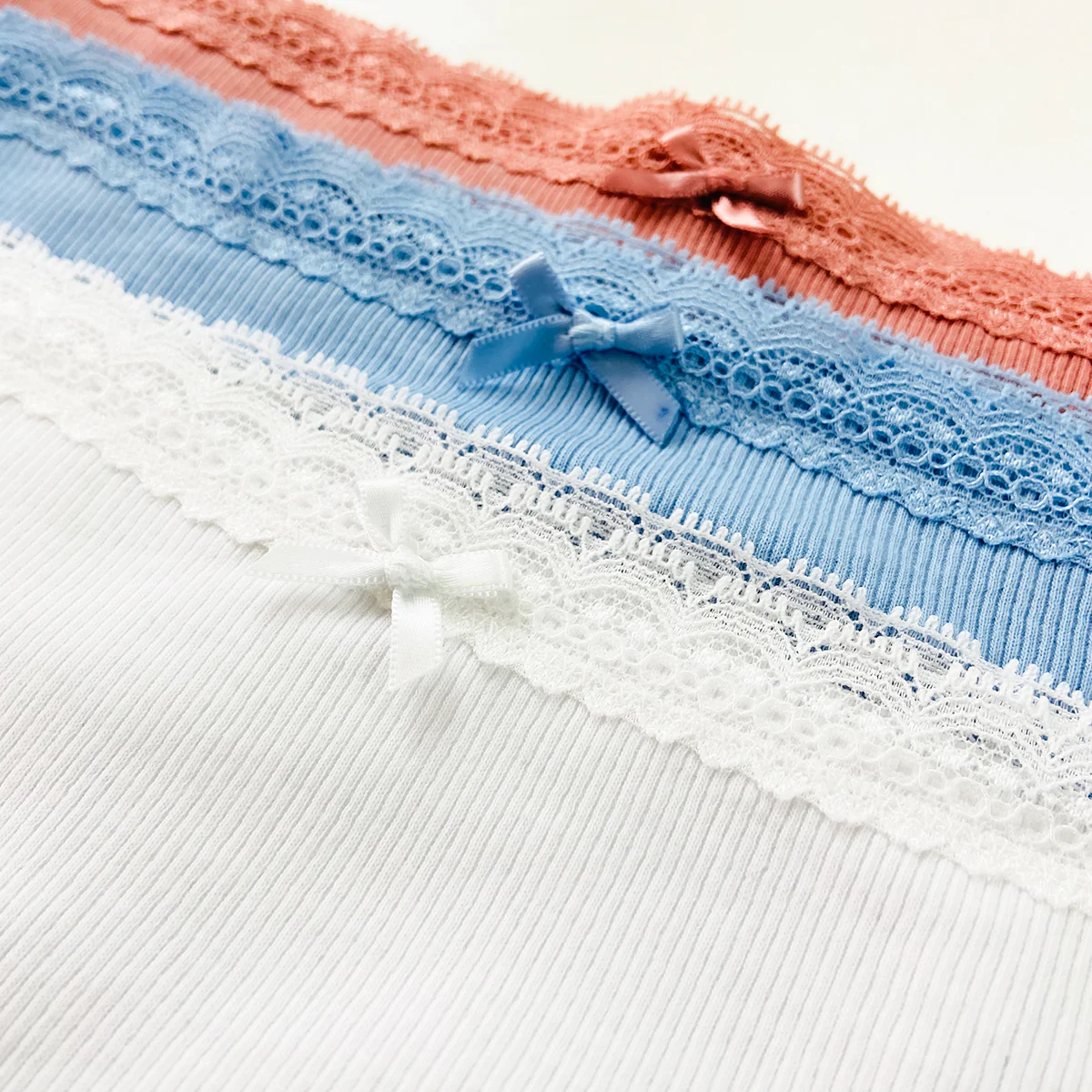Pack of 4 Womens Ribbed Cotton Lace Waist Hipster Panty - Image 12