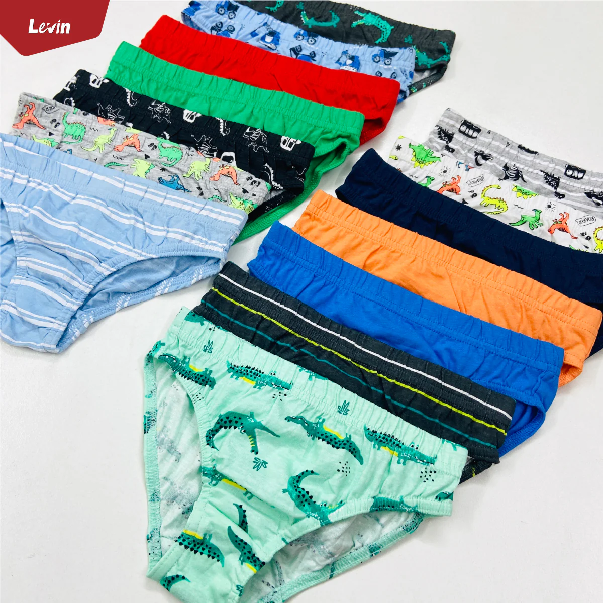 Pack of 5 Assorted Multicolor Cotton Boys Brief - Image 10