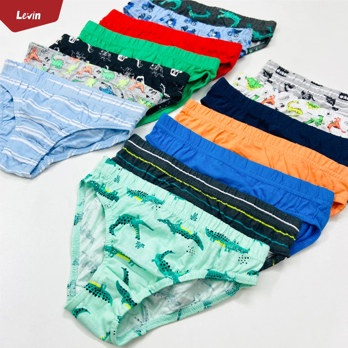 Pack of 5 Assorted Multicolor Cotton Boys Brief - Image 11
