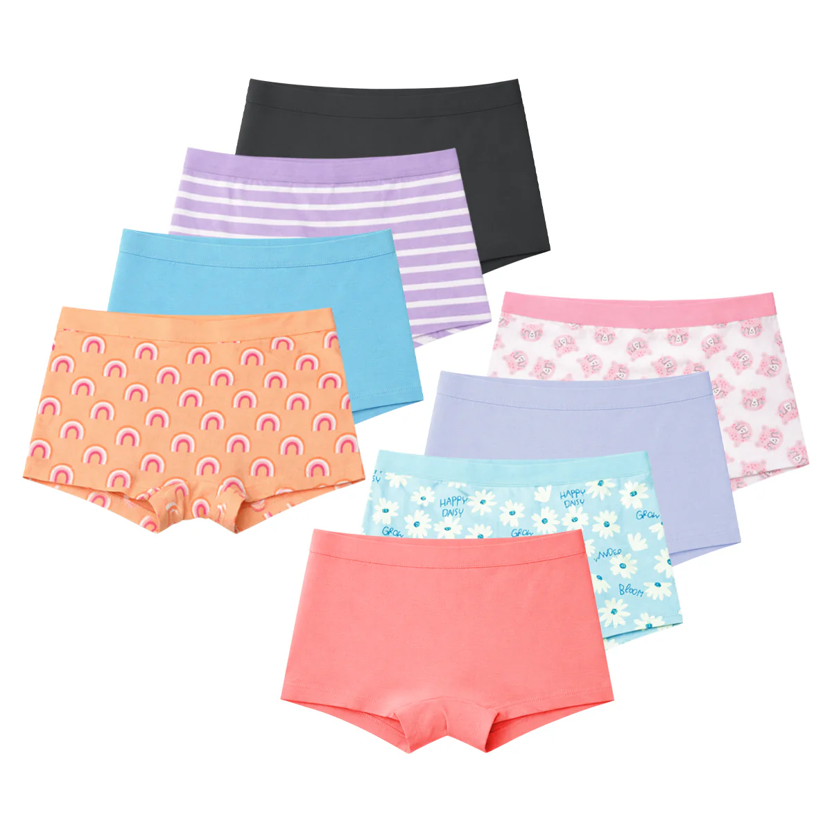Pack of 5 Girls Premium Soft Cotton Full Coverage Boxer shorts