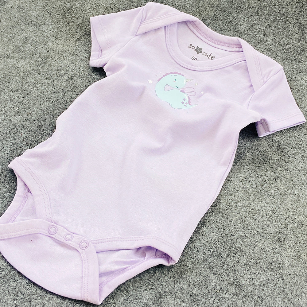 Pack of 3 Multicolor Half Sleeve Organic Cotton Baby Romper Combo - Image 14