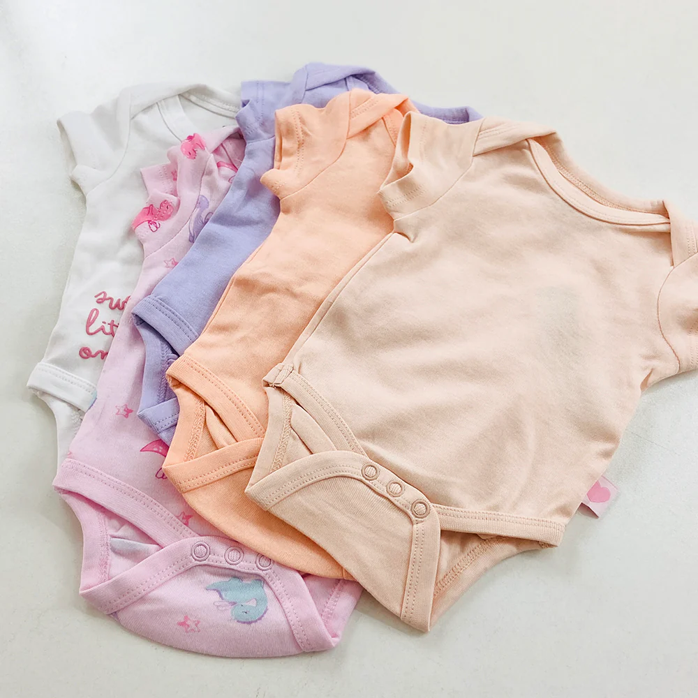 Pack of 3 Multicolor Half Sleeve Organic Cotton Baby Romper Combo - Image 4