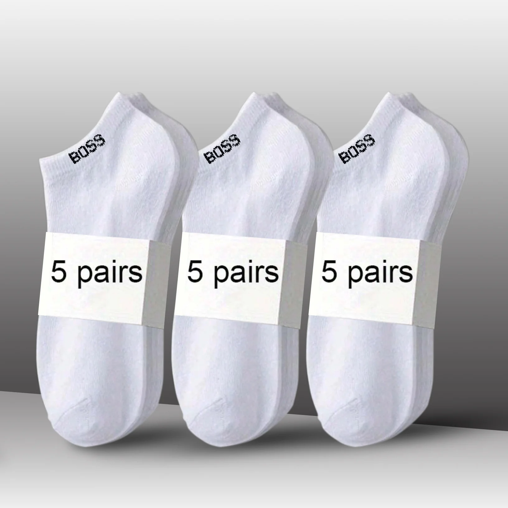 Pack of 5 Pairs Men’s Ankle Cut White Soft Cotton Socks - Image 5