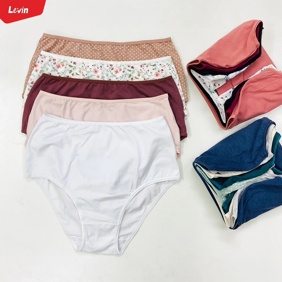Pack of 5 Womens Assorted High Waisted Full Back Cover Cotton Panties - Image 11