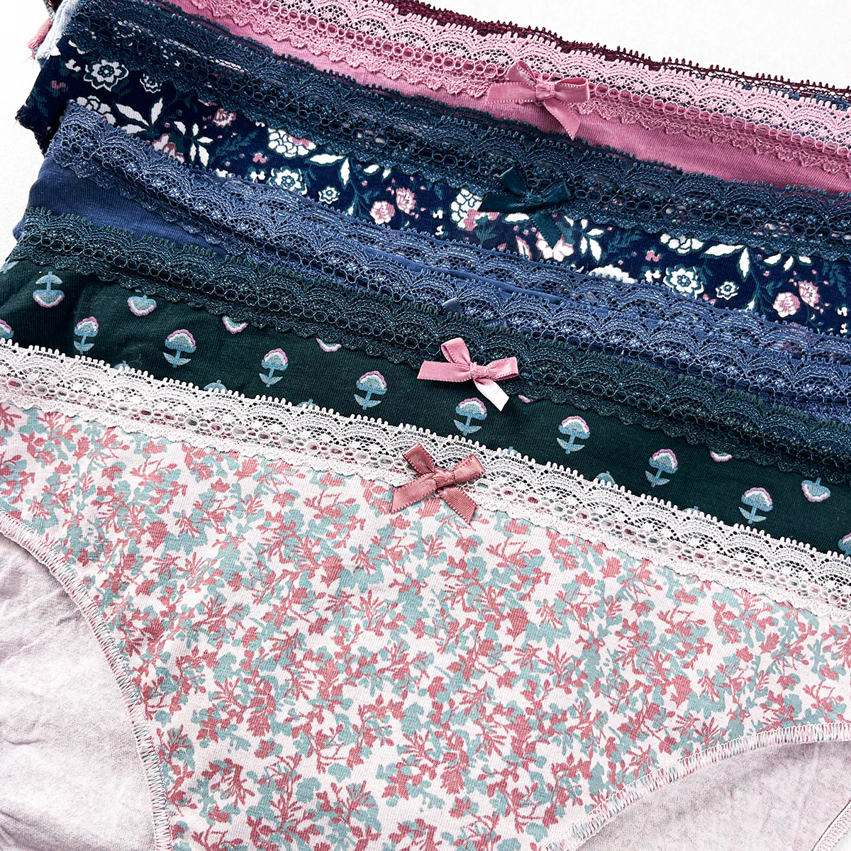 Pack of 5 Womens Soft Cotton Lace Trim Bikini Comfort Underwear Panty - Image 7
