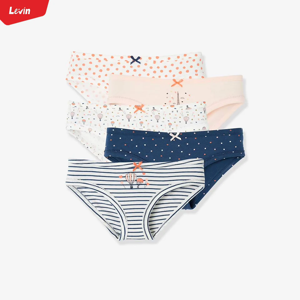 Teen Girls 5 Pack Premium Solid Print Design Cotton Panty - Image 3