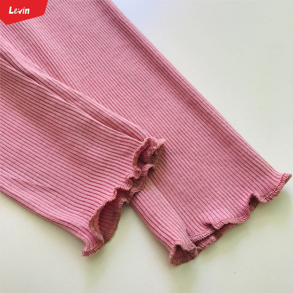 Toddler Girl Cotton Ribbed Lettuce Cuff Full-Length Leggings - Image 4