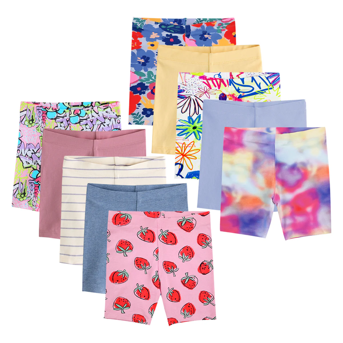 Pack of 3 Toddlers and Young Girls Cotton Cycle Shorts